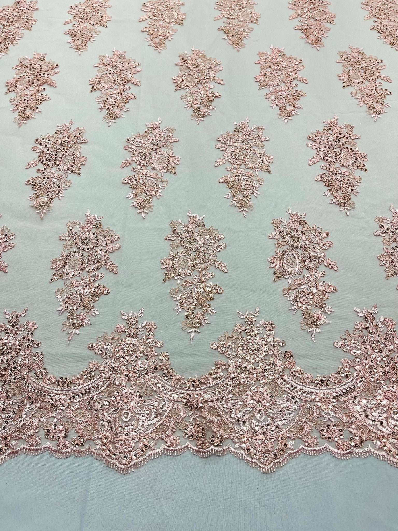 Valentina Floral embroider with sequins on a corded mesh lace fabric - sold by the yard. - New Creations Fabric & Foam Inc