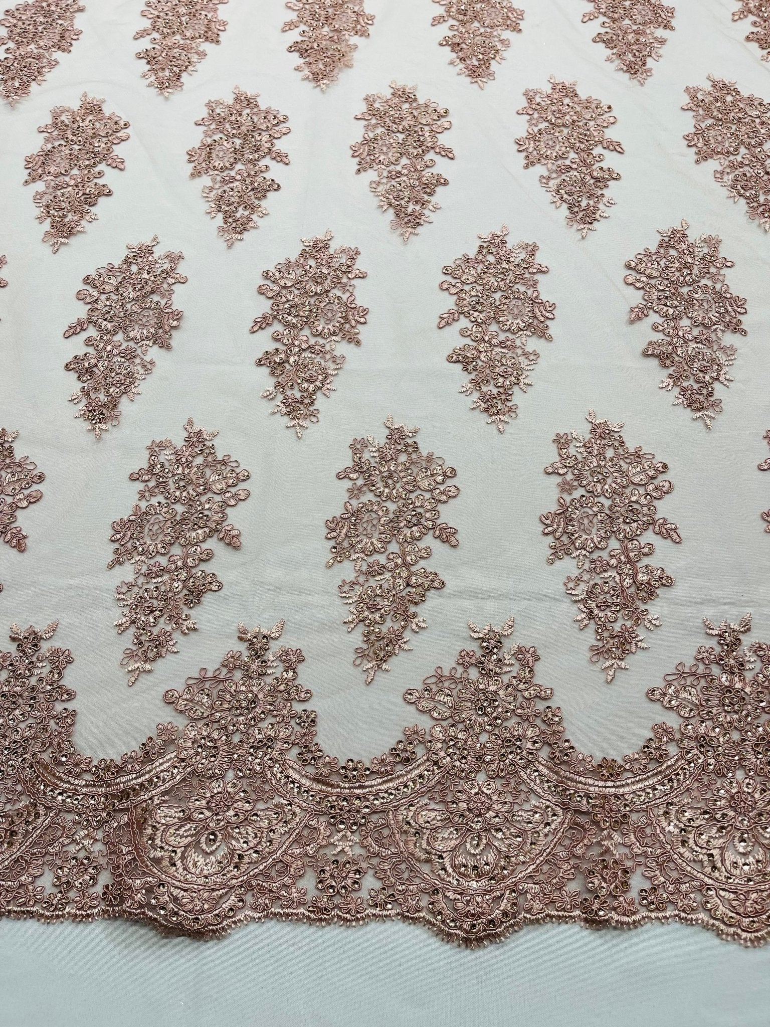 Valentina Floral embroider with sequins on a corded mesh lace fabric - sold by the yard. - New Creations Fabric & Foam Inc