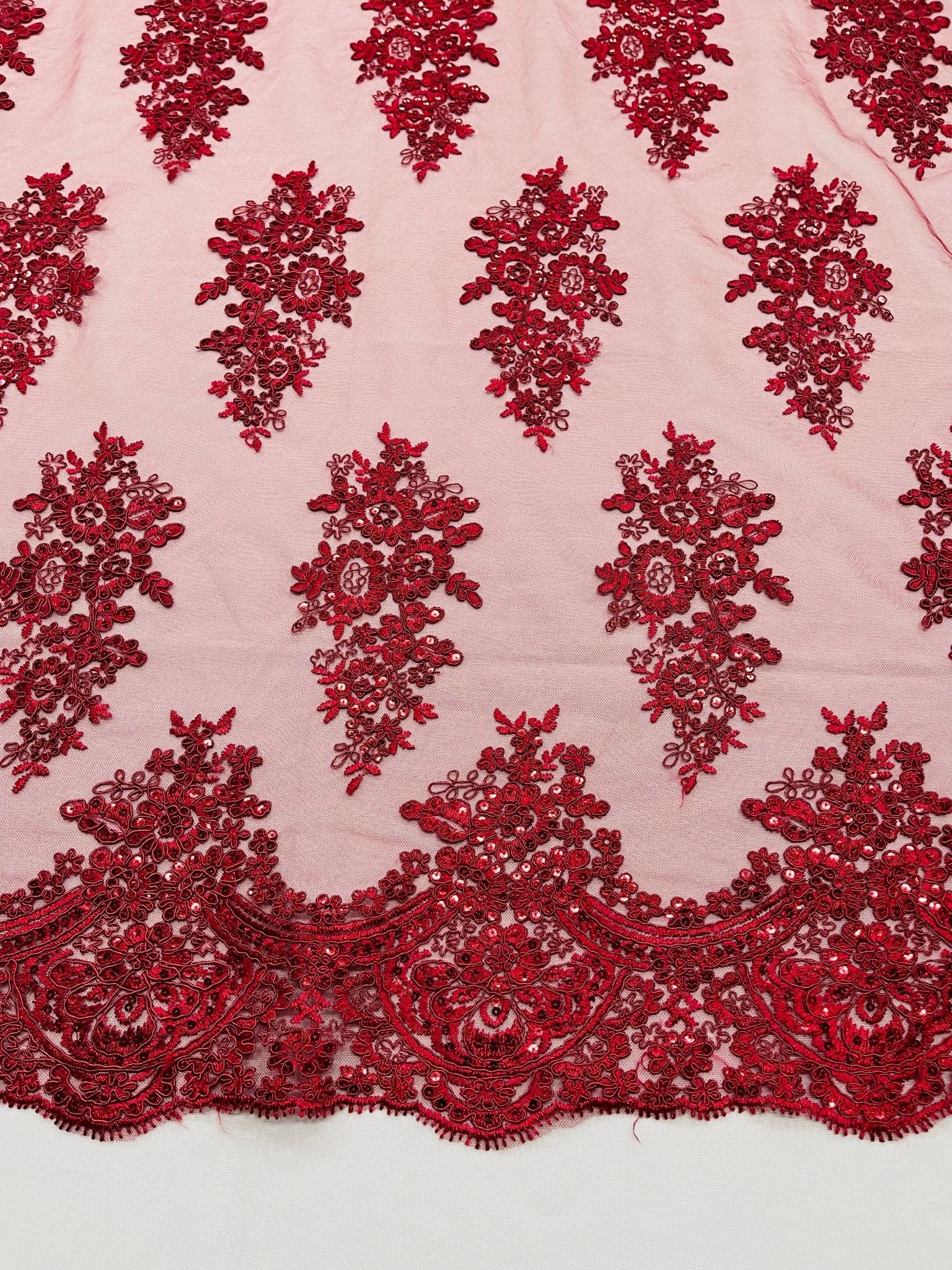Valentina Floral embroider with sequins on a corded mesh lace fabric - sold by the yard. - New Creations Fabric & Foam Inc