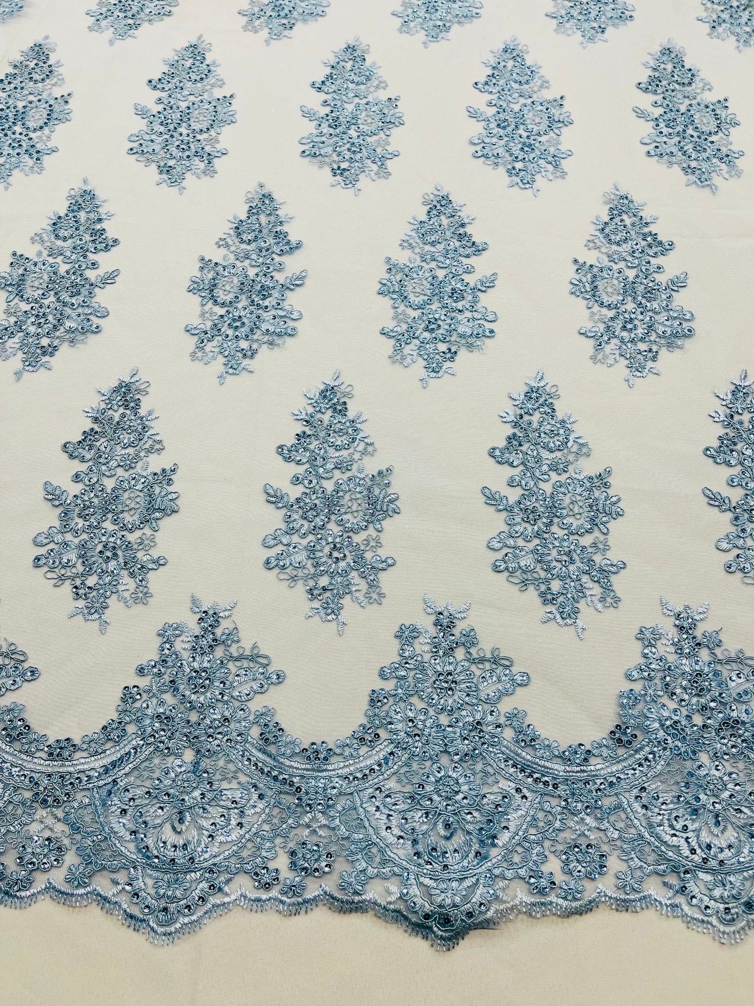 Valentina Floral embroider with sequins on a corded mesh lace fabric - sold by the yard. - New Creations Fabric & Foam Inc