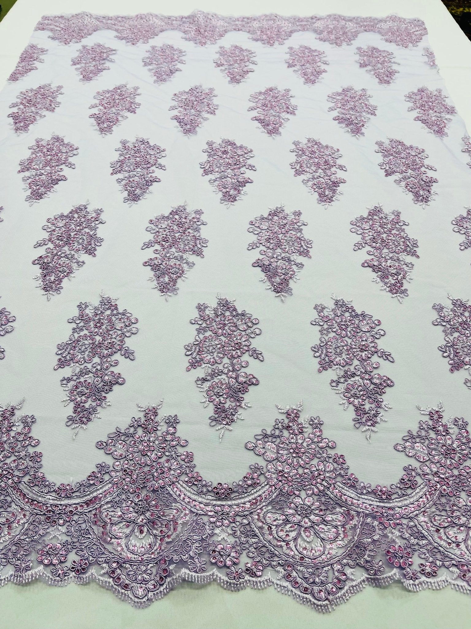 Valentina Floral embroider with sequins on a corded mesh lace fabric - sold by the yard. - New Creations Fabric & Foam Inc