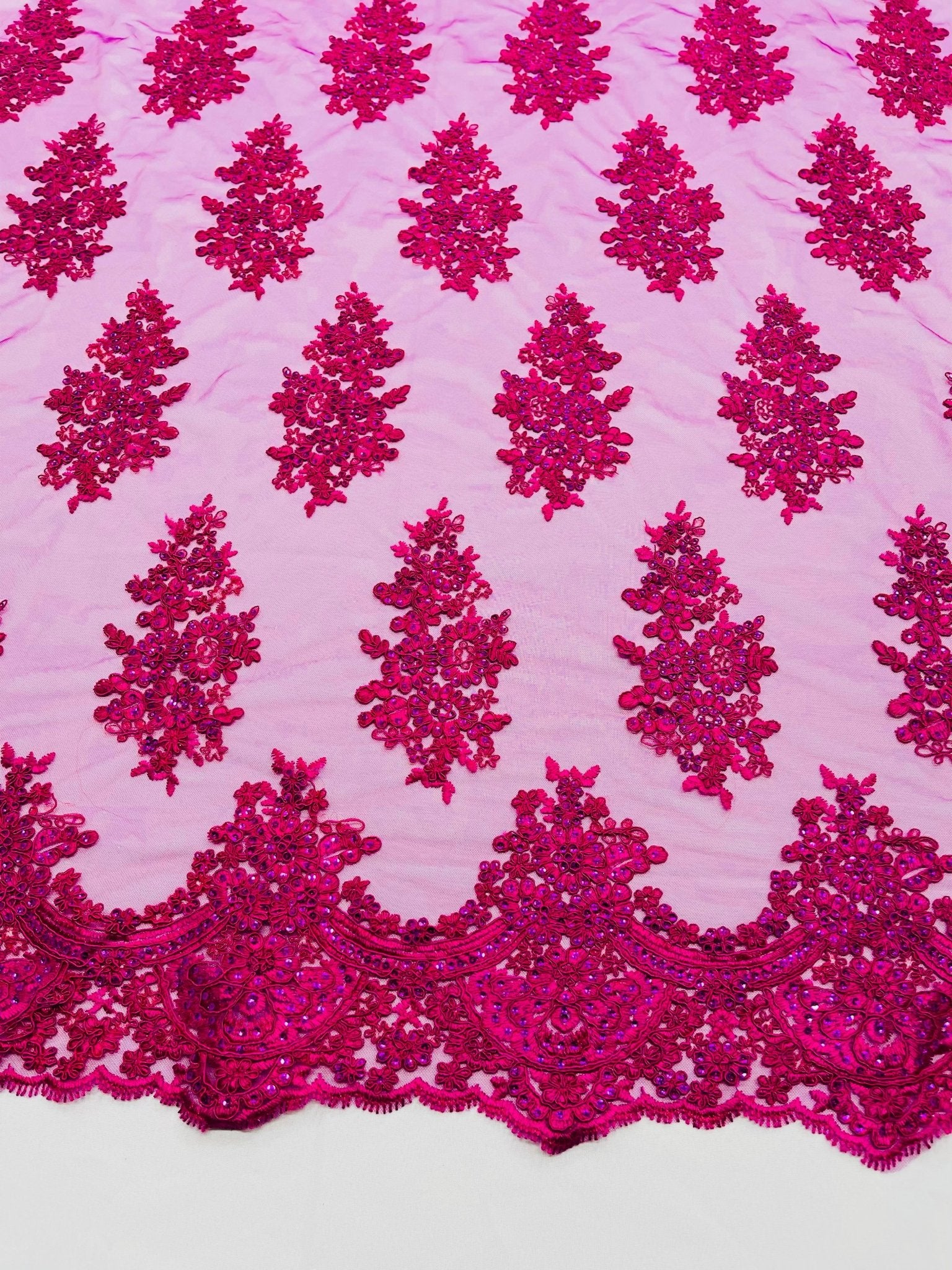 Valentina Floral embroider with sequins on a corded mesh lace fabric - sold by the yard. - New Creations Fabric & Foam Inc