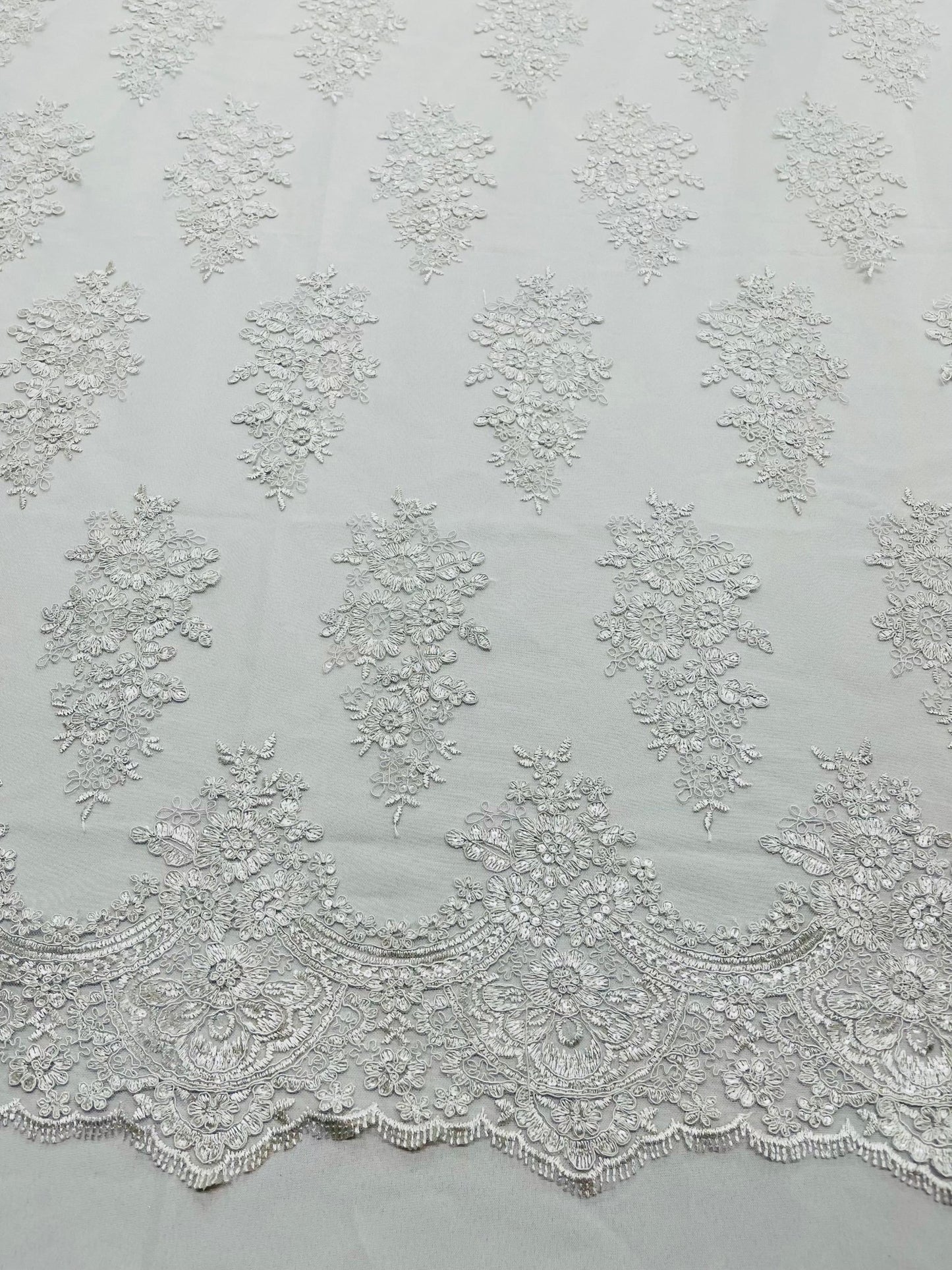 Valentina Floral embroider with sequins on a corded mesh lace fabric - sold by the yard. - New Creations Fabric & Foam Inc
