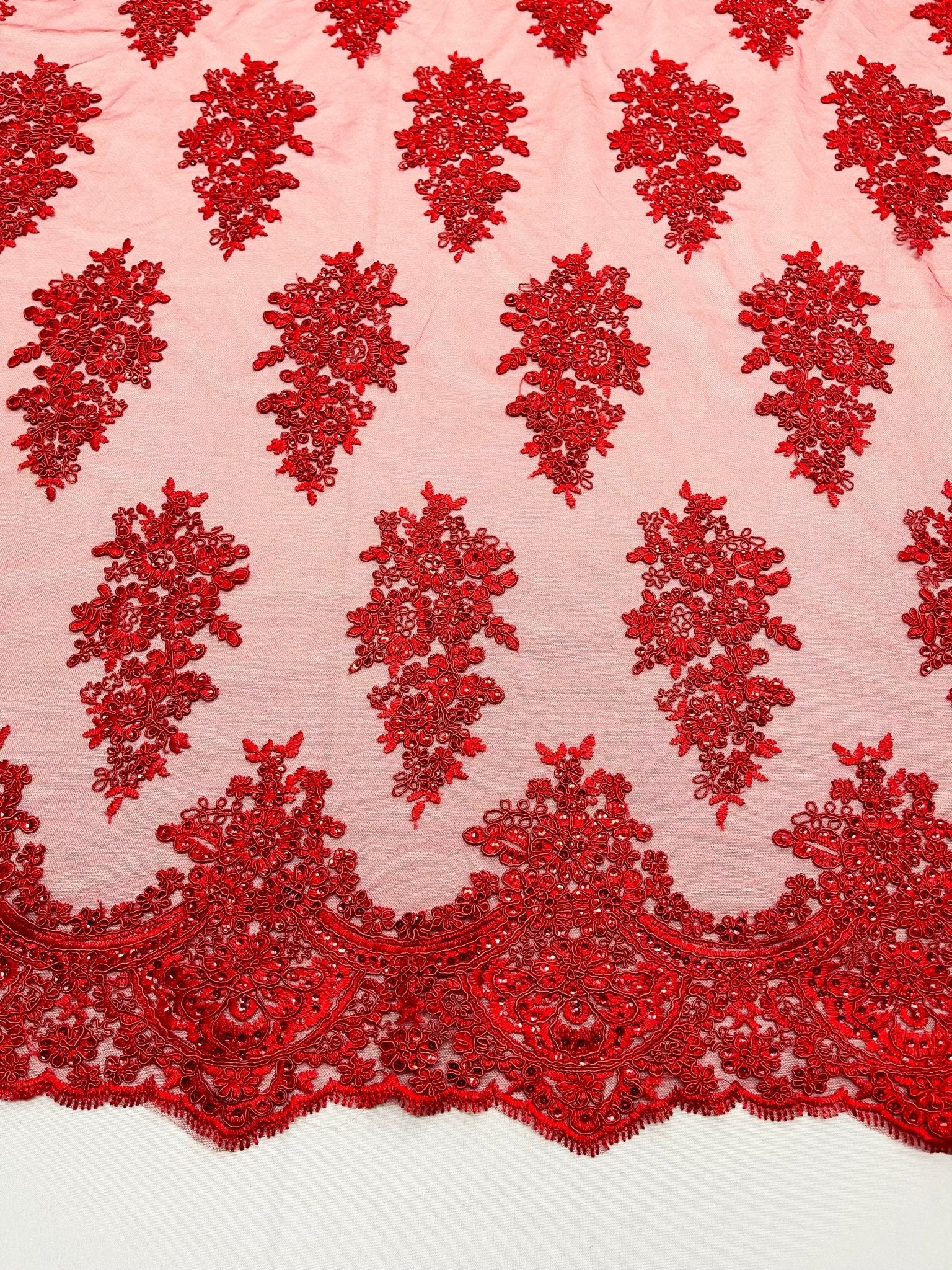 Valentina Floral embroider with sequins on a corded mesh lace fabric - sold by the yard. - New Creations Fabric & Foam Inc