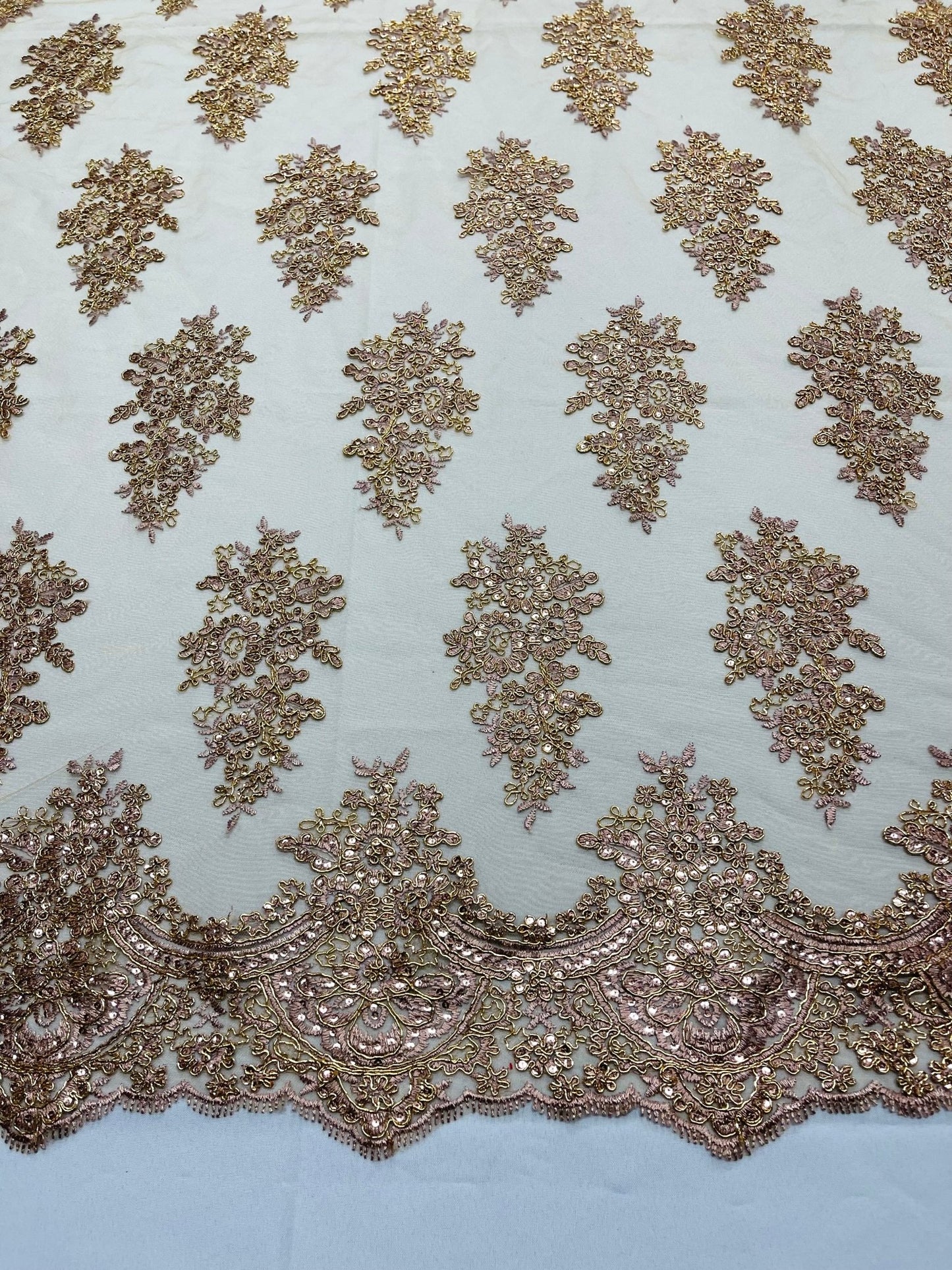 Valentina Floral embroider with sequins on a corded mesh lace fabric - sold by the yard. - New Creations Fabric & Foam Inc