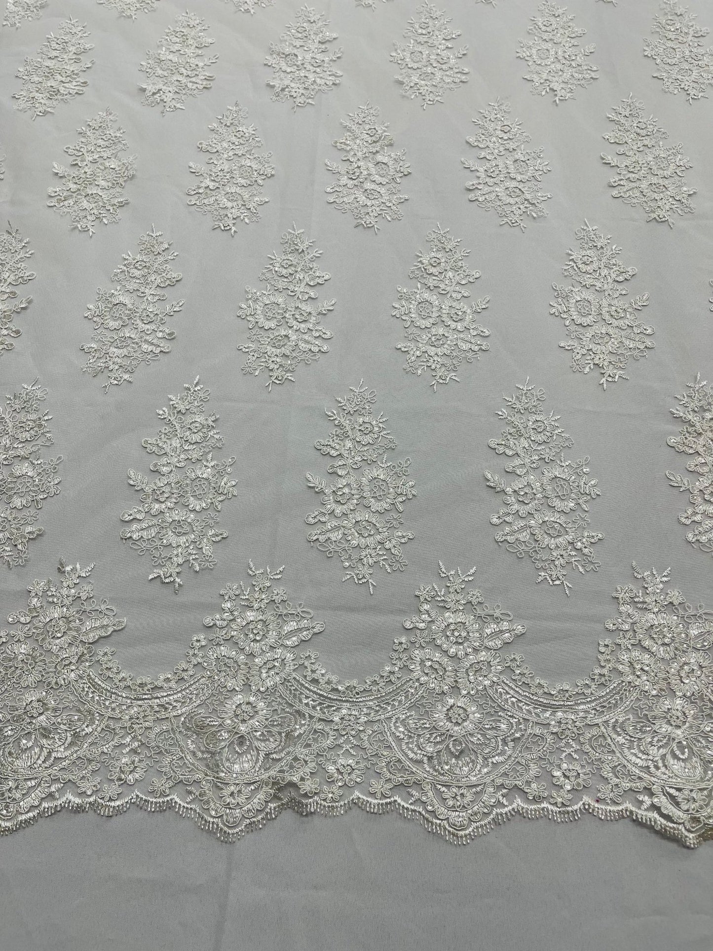 Valentina Floral embroider with sequins on a corded mesh lace fabric - sold by the yard. - New Creations Fabric & Foam Inc