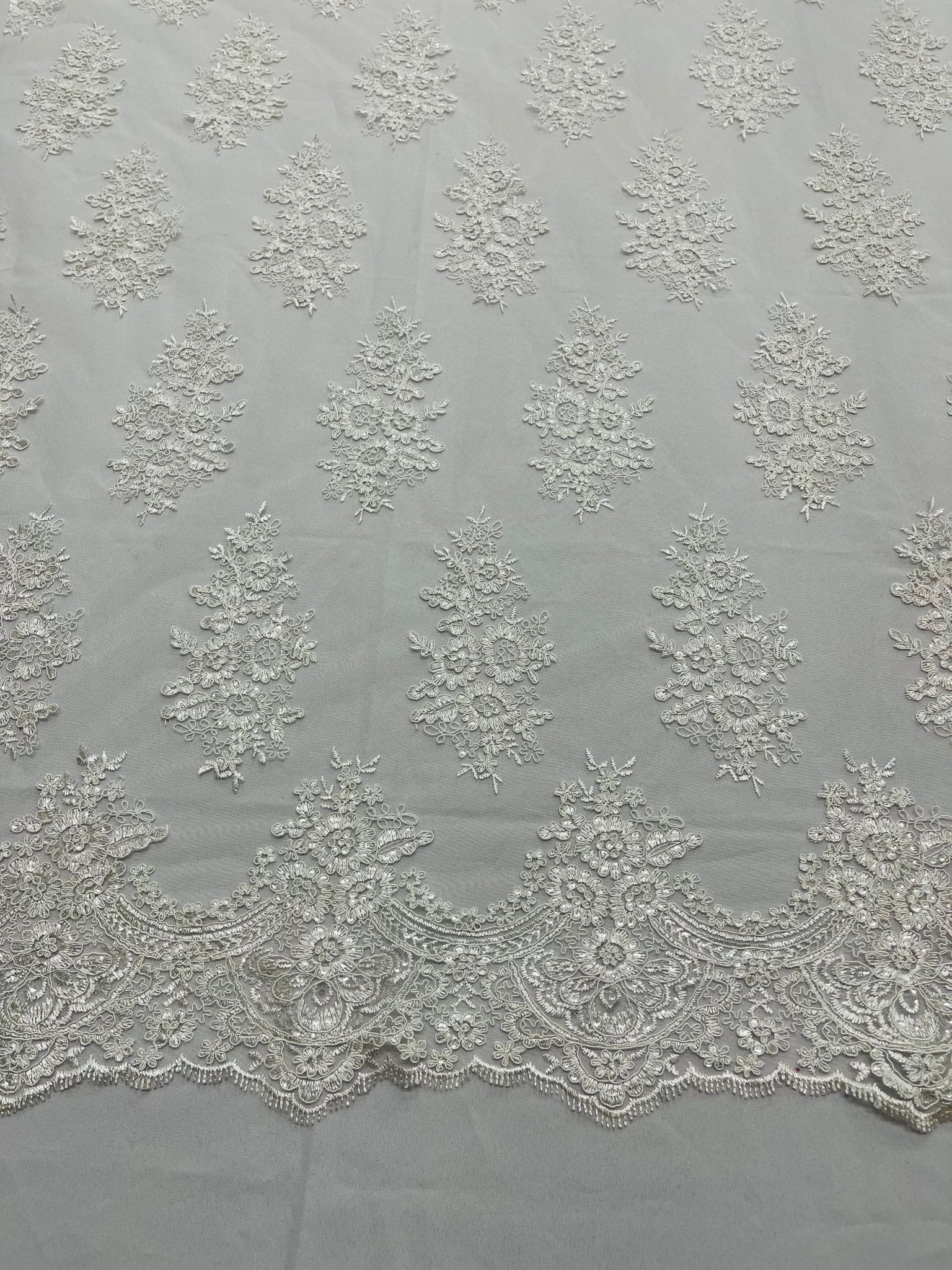 Valentina Floral embroider with sequins on a corded mesh lace fabric - sold by the yard. - New Creations Fabric & Foam Inc