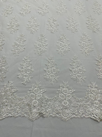Valentina Floral embroider with sequins on a corded mesh lace fabric - sold by the yard. - New Creations Fabric & Foam Inc
