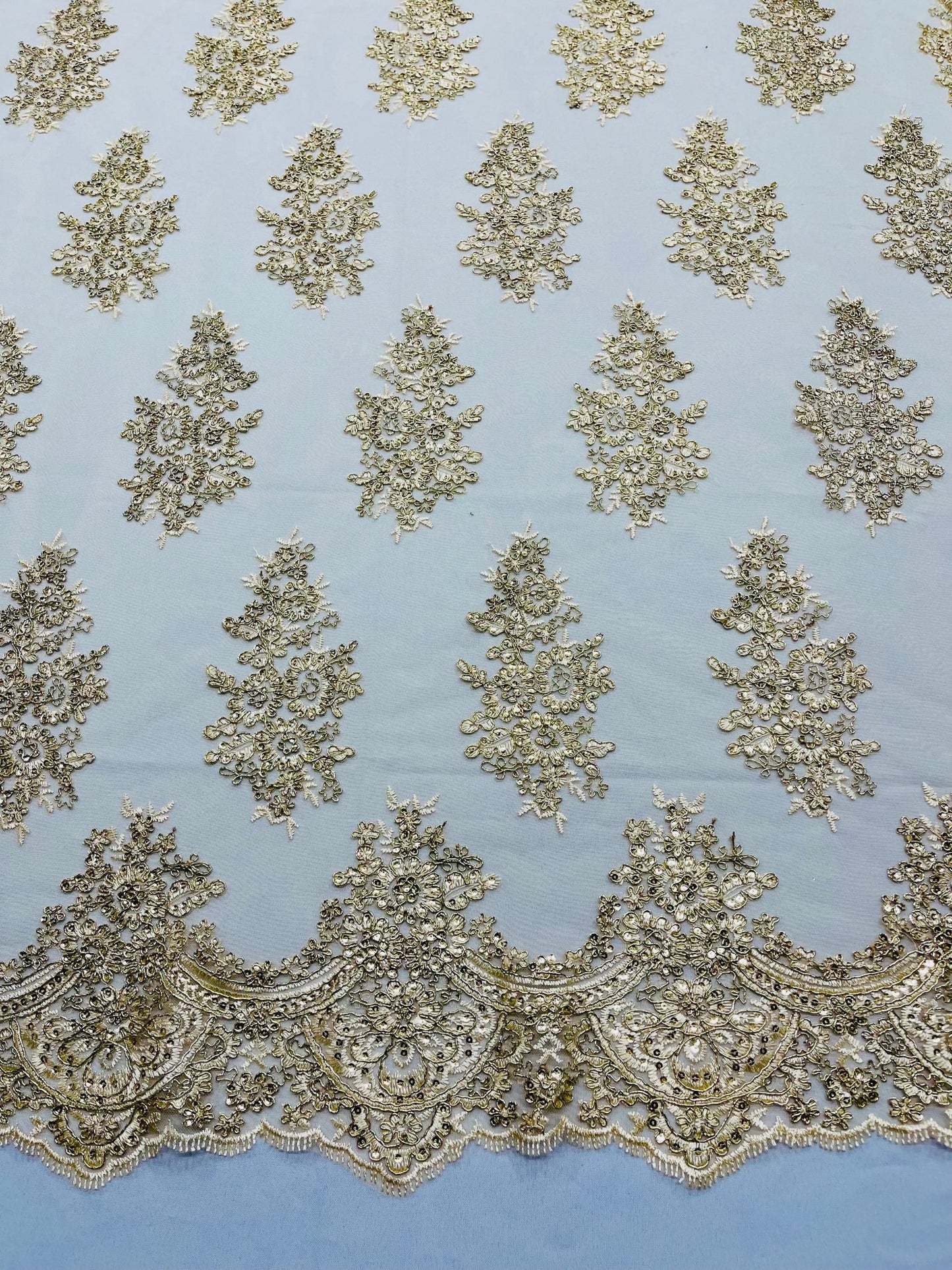 Valentina Floral embroider with sequins on a corded mesh lace fabric - sold by the yard. - New Creations Fabric & Foam Inc