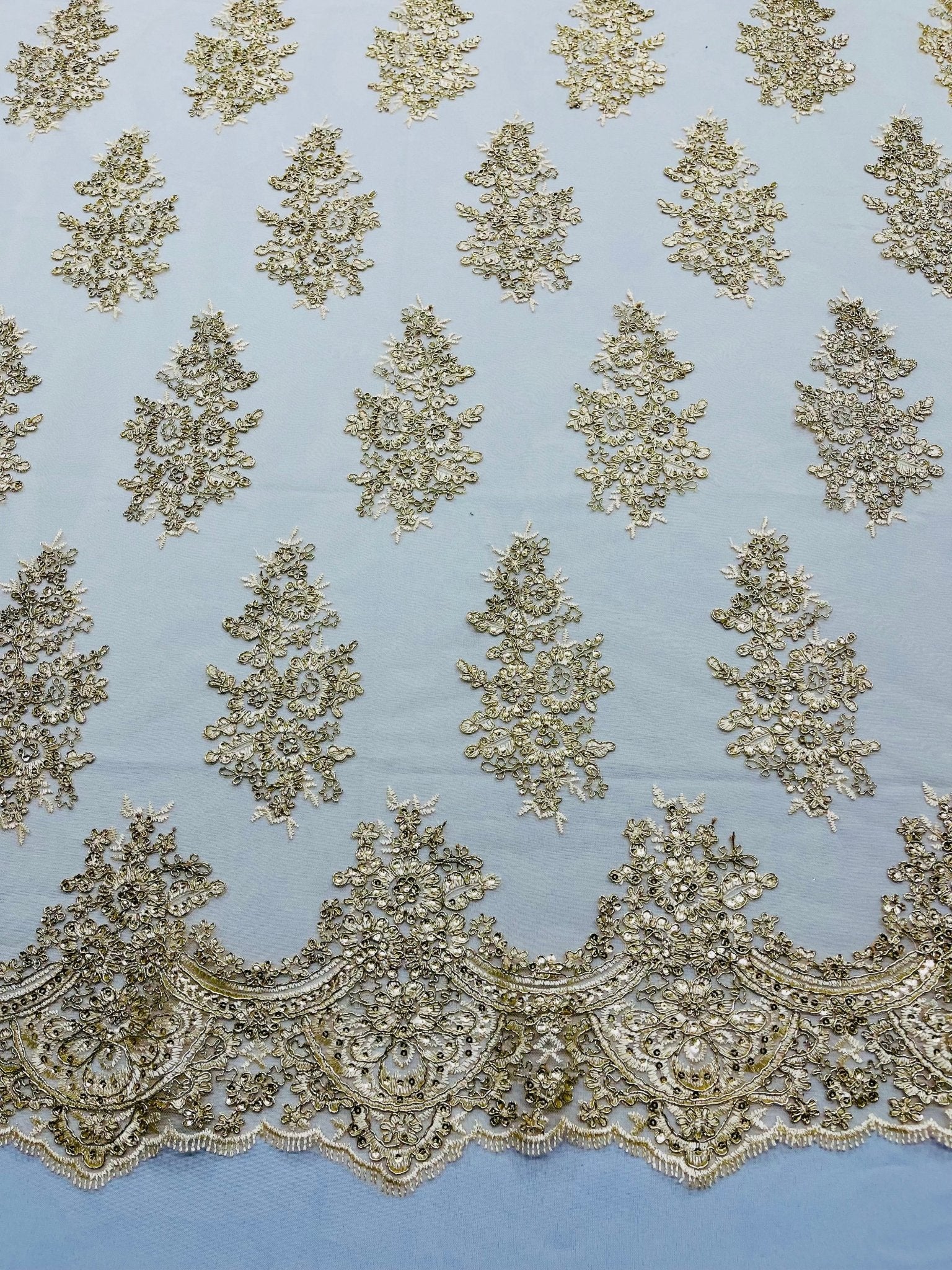Valentina Floral embroider with sequins on a corded mesh lace fabric - sold by the yard. - New Creations Fabric & Foam Inc